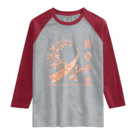 Peach Dragonfly Endometrial Cancer Raglan Shirt Hope And Strength