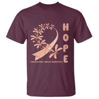 Peach Dragonfly Endometrial Cancer T Shirt Hope And Strength