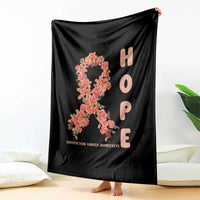 Endometrial Cancer Floral Ribbon Throw Blanket Hope Peach Ribbon Warrior
