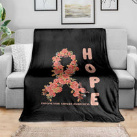 Endometrial Cancer Floral Ribbon Throw Blanket Hope Peach Ribbon Warrior