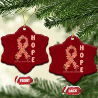 Endometrial Cancer Floral Ribbon Ceramic Ornament Hope Peach Ribbon Warrior