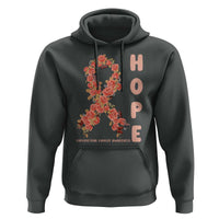 Endometrial Cancer Floral Ribbon Hoodie Hope Peach Ribbon Warrior