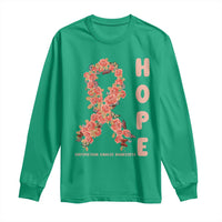 Endometrial Cancer Floral Ribbon Long Sleeve Shirt Hope Peach Ribbon Warrior