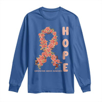 Endometrial Cancer Floral Ribbon Long Sleeve Shirt Hope Peach Ribbon Warrior