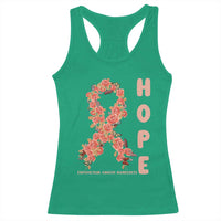Endometrial Cancer Floral Ribbon Racerback Tank Top Hope Peach Ribbon Warrior