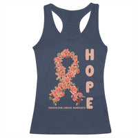 Endometrial Cancer Floral Ribbon Racerback Tank Top Hope Peach Ribbon Warrior