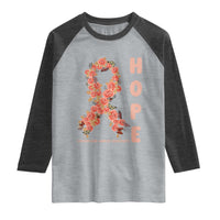 Endometrial Cancer Floral Ribbon Raglan Shirt Hope Peach Ribbon Warrior