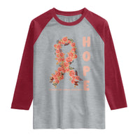 Endometrial Cancer Floral Ribbon Raglan Shirt Hope Peach Ribbon Warrior
