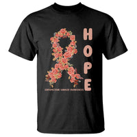 Endometrial Cancer Floral Ribbon T Shirt Hope Peach Ribbon Warrior