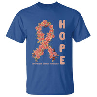 Endometrial Cancer Floral Ribbon T Shirt Hope Peach Ribbon Warrior