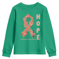 Endometrial Cancer Floral Ribbon Youth Sweatshirt Hope Peach Ribbon Warrior