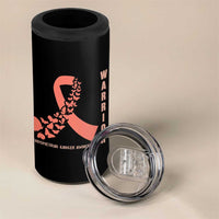 Endometrial Cancer Warrior Fighter Butterfly 4 in 1 Can Cooler Tumbler Peach Ribbon Hope