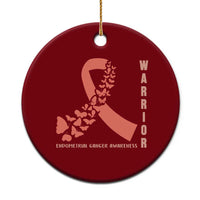 Endometrial Cancer Warrior Fighter Butterfly Ceramic Ornament Peach Ribbon Hope