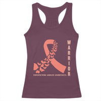 Endometrial Cancer Warrior Fighter Butterfly Racerback Tank Top Peach Ribbon Hope