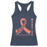 Endometrial Cancer Warrior Fighter Butterfly Racerback Tank Top Peach Ribbon Hope