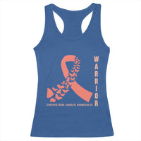 Endometrial Cancer Warrior Fighter Butterfly Racerback Tank Top Peach Ribbon Hope