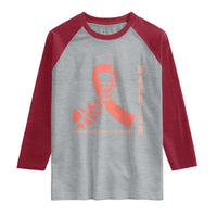Endometrial Cancer Warrior Fighter Butterfly Raglan Shirt Peach Ribbon Hope