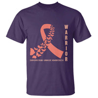 Endometrial Cancer Warrior Fighter Butterfly T Shirt Peach Ribbon Hope