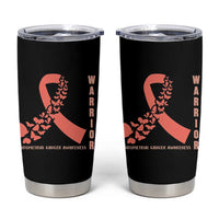 Endometrial Cancer Warrior Fighter Butterfly Tumbler Cup Peach Ribbon Hope
