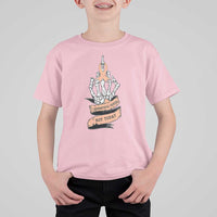 Funny Endometrial Cancer Skeleton Not Today T Shirt For Kid Fighter Peach Ribbon