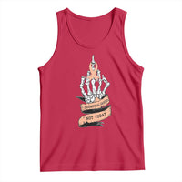 Funny Endometrial Cancer Skeleton Not Today Tank Top Fighter Peach Ribbon