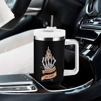 Funny Endometrial Cancer Skeleton Not Today Tumbler With Handle Fighter Peach Ribbon
