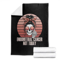 Vintage Endometrial Cancer Not Today Throw Blanket Skeleton Warrior Fighter