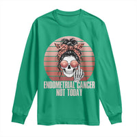 Vintage Endometrial Cancer Not Today Long Sleeve Shirt Skeleton Warrior Fighter