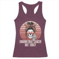Vintage Endometrial Cancer Not Today Racerback Tank Top Skeleton Warrior Fighter