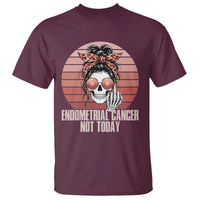 Vintage Endometrial Cancer Not Today T Shirt Skeleton Warrior Fighter