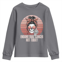 Vintage Endometrial Cancer Not Today Youth Sweatshirt Skeleton Warrior Fighter