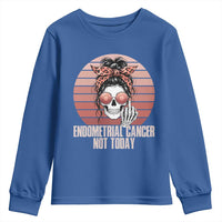Vintage Endometrial Cancer Not Today Youth Sweatshirt Skeleton Warrior Fighter