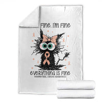 Funny Black Cat Endometrial Cancer Awareness Throw Blanket Its Fine Im Fine Everything Is Fine