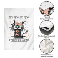 Funny Black Cat Endometrial Cancer Awareness Garden Flag Its Fine Im Fine Everything Is Fine