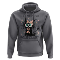 Funny Black Cat Endometrial Cancer Awareness Hoodie Its Fine Im Fine Everything Is Fine