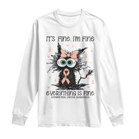 Funny Black Cat Endometrial Cancer Awareness Long Sleeve Shirt Its Fine Im Fine Everything Is Fine