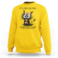Funny Black Cat Endometrial Cancer Awareness Sweatshirt Its Fine Im Fine Everything Is Fine