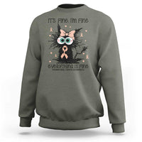 Funny Black Cat Endometrial Cancer Awareness Sweatshirt Its Fine Im Fine Everything Is Fine