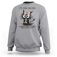 Funny Black Cat Endometrial Cancer Awareness Sweatshirt Its Fine Im Fine Everything Is Fine