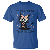Funny Black Cat Endometrial Cancer Awareness T Shirt Its Fine Im Fine Everything Is Fine