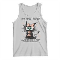 Funny Black Cat Endometrial Cancer Awareness Tank Top Its Fine Im Fine Everything Is Fine