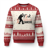 Funny Bigfoot Fuck Endometrial Cancer Awareness Gift Ugly Christmas Sweater