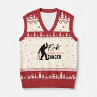 Funny Bigfoot Fuck Endometrial Cancer Awareness Gift V-Neck Knit Sweater Vest