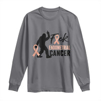 Funny Bigfoot Fuck Endometrial Cancer Awareness Gift Long Sleeve Shirt