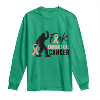 Funny Bigfoot Fuck Endometrial Cancer Awareness Gift Long Sleeve Shirt