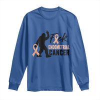 Funny Bigfoot Fuck Endometrial Cancer Awareness Gift Long Sleeve Shirt