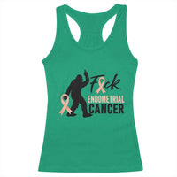Funny Bigfoot Fuck Endometrial Cancer Awareness Gift Racerback Tank Top