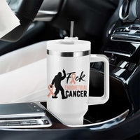 Funny Bigfoot Fuck Endometrial Cancer Awareness Gift Tumbler With Handle