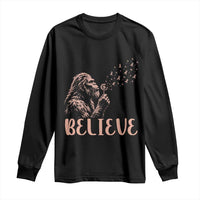 Funny Bigfoot Blowing Dandelion Flower Graphic Long Sleeve Shirt Believe Endometrial Cancer Awareness