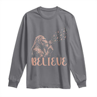 Funny Bigfoot Blowing Dandelion Flower Graphic Long Sleeve Shirt Believe Endometrial Cancer Awareness